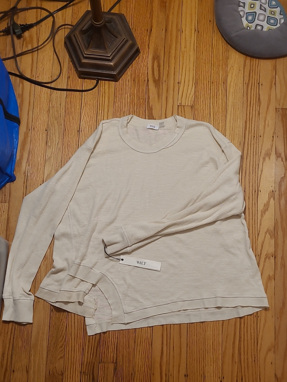 WILT Men's Cream Crewneck Thermal Sweater